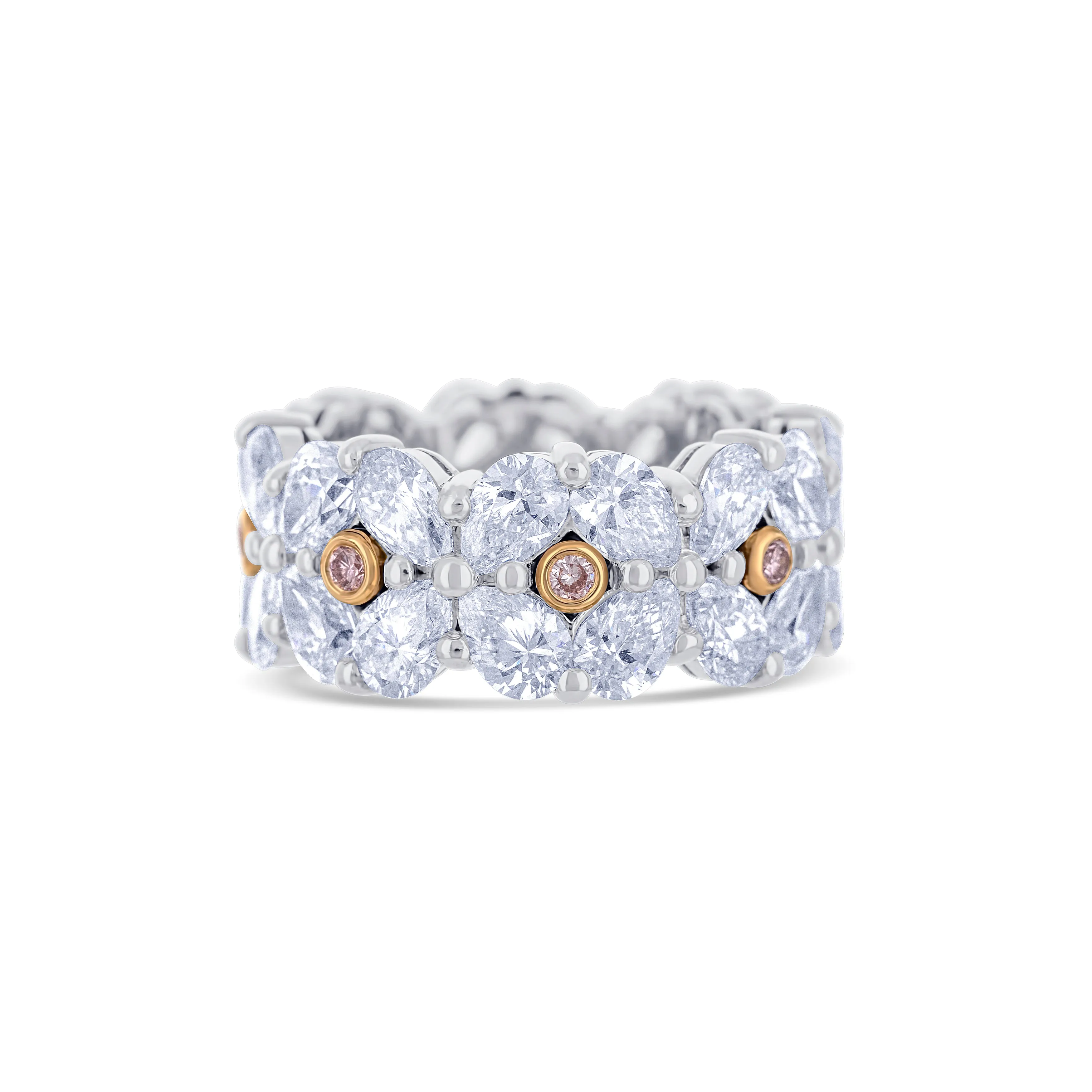 Platinum & 18K Rose Gold 3 Row Diamond Eternity Band