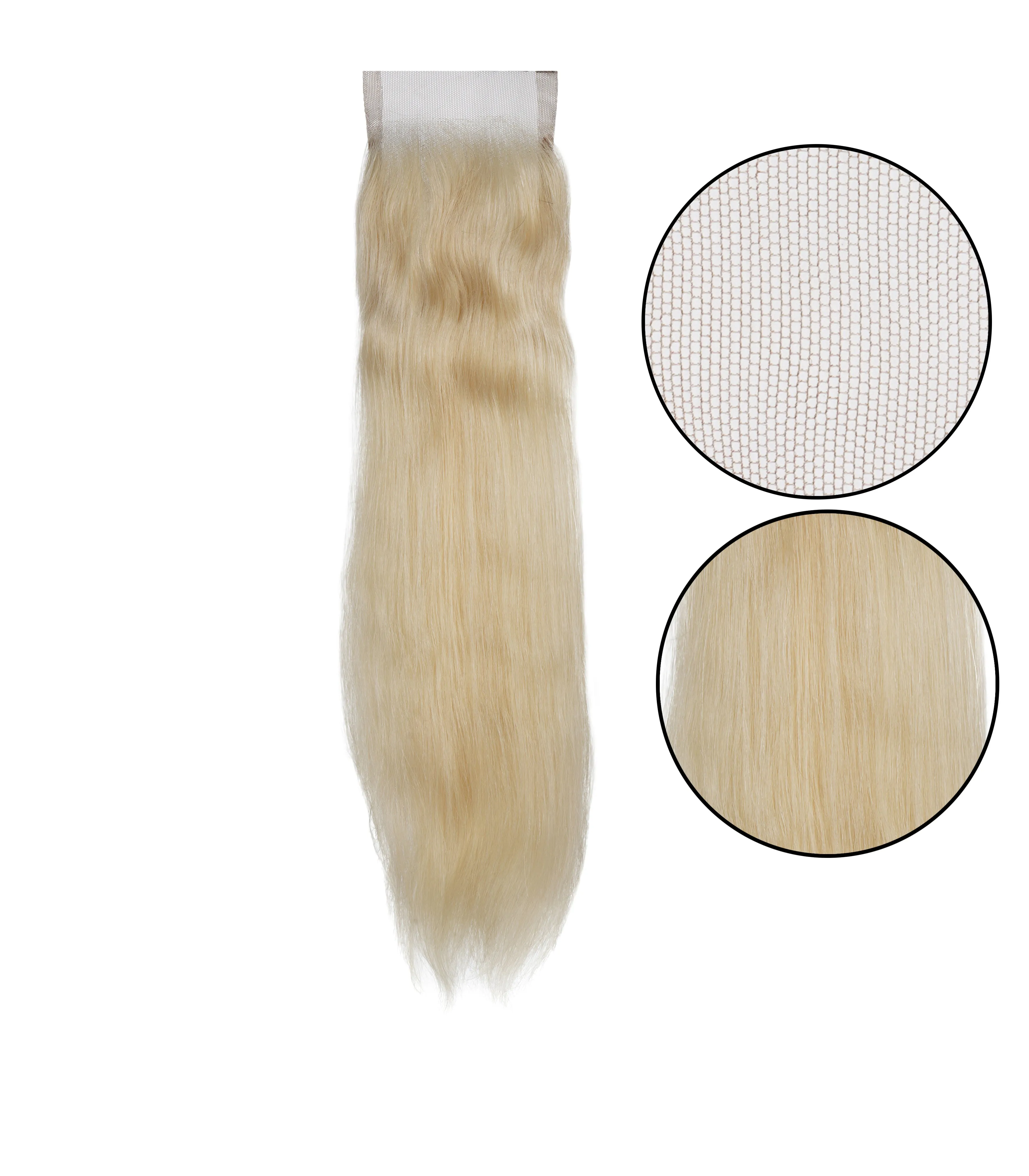 Platinum Blonde Virgin Remy Lace Closure - 100% Handmade with Natural Wave Texture
