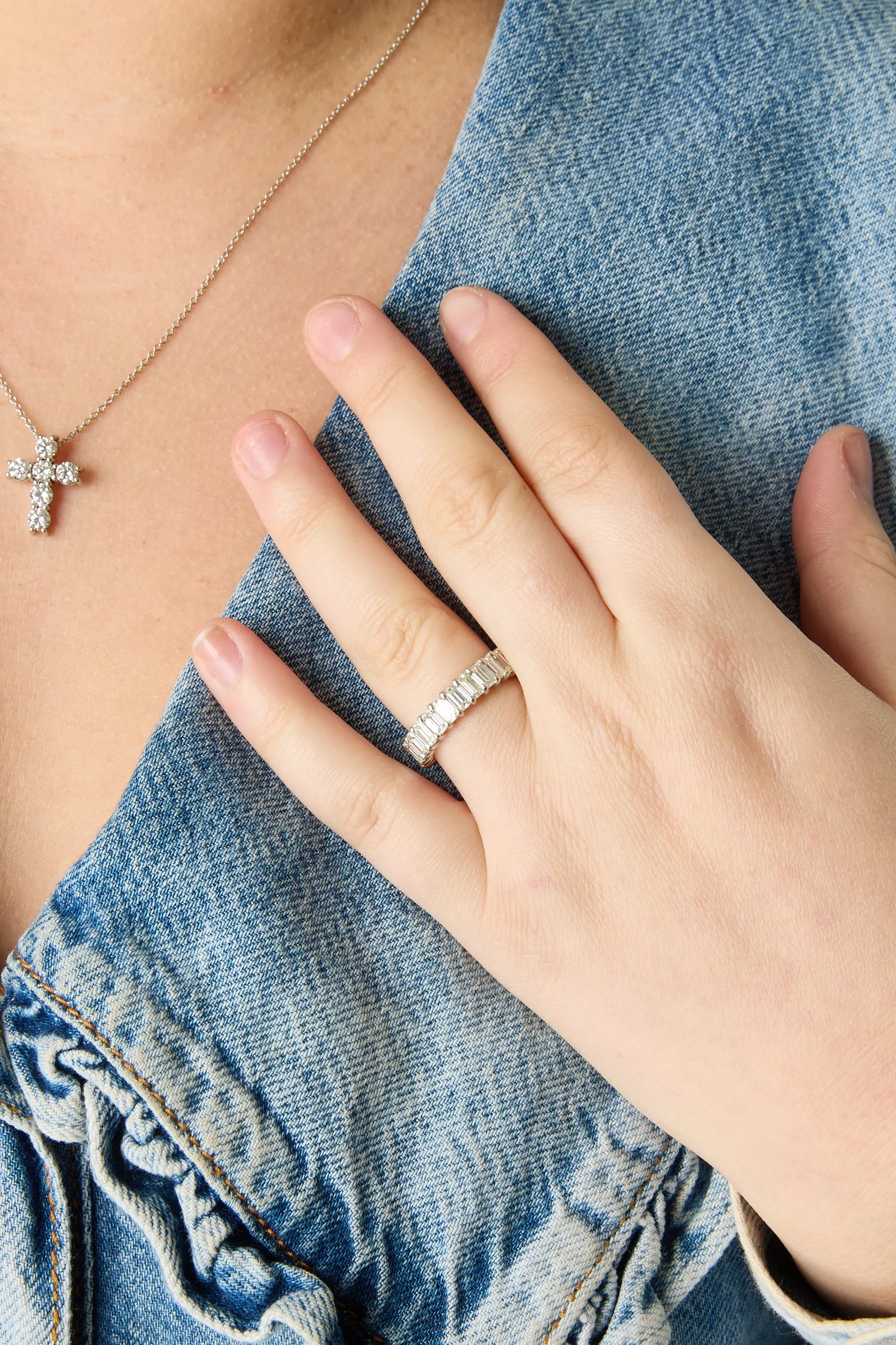 Platinum Emerald Cut Eternity Band