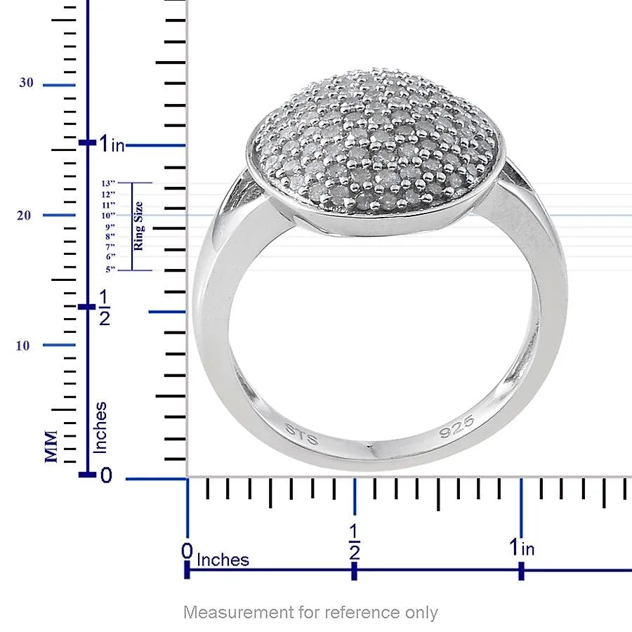 Platinum over Sterling Silver Certified .75 cts Diamond Split Shank Ring