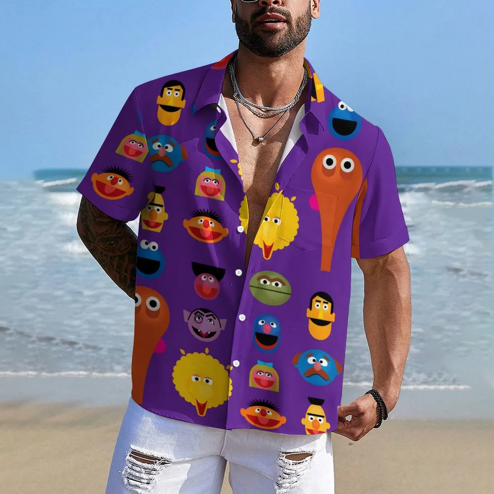 Purple Cartoon Colorful Cartoon Characters Avatar Printing Shirt 2407001956