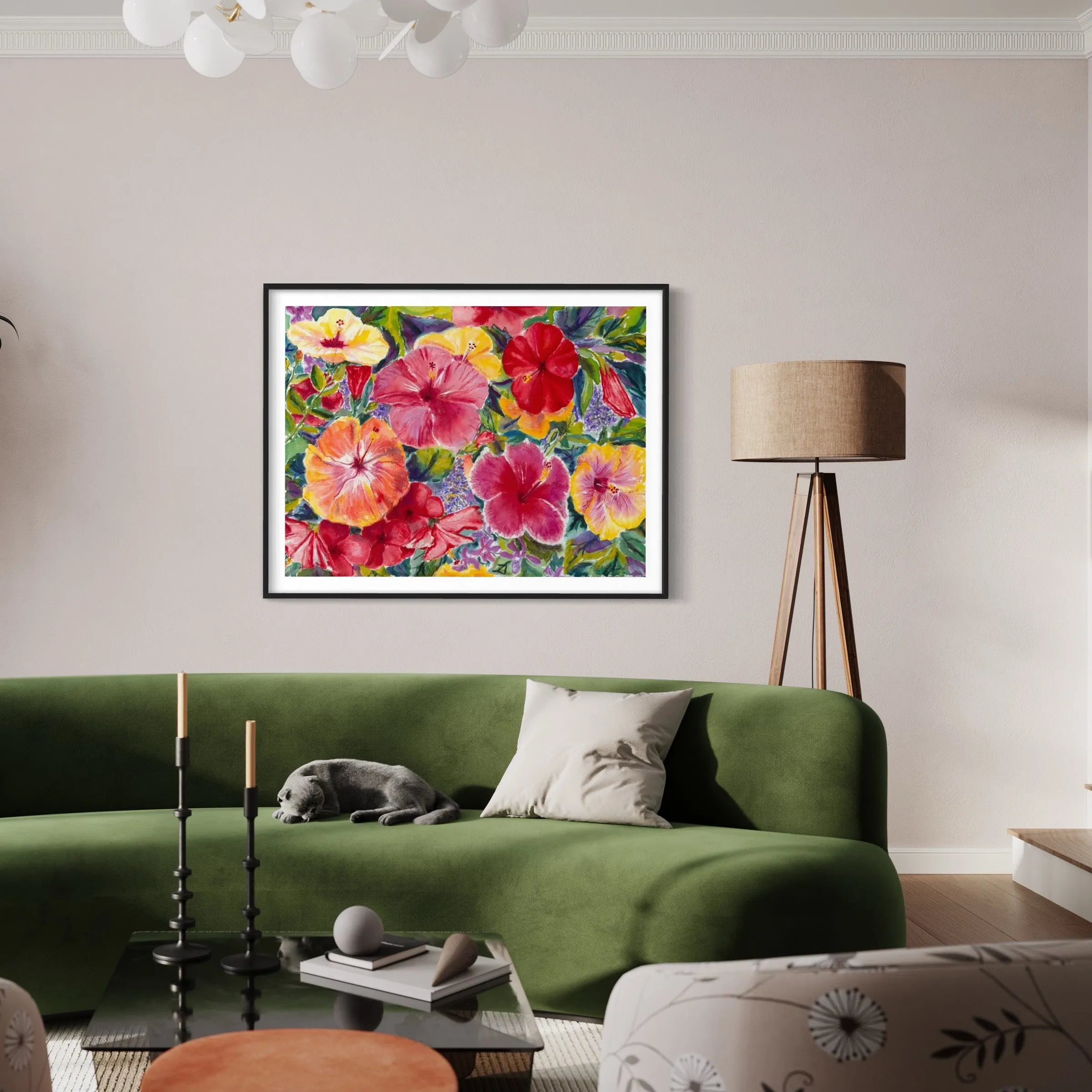 "Hibiscus Impressions" Tropical Hawaii Flowers - Framed Print