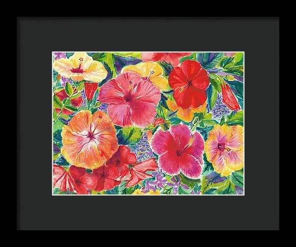 "Hibiscus Impressions" Tropical Hawaii Flowers - Framed Print