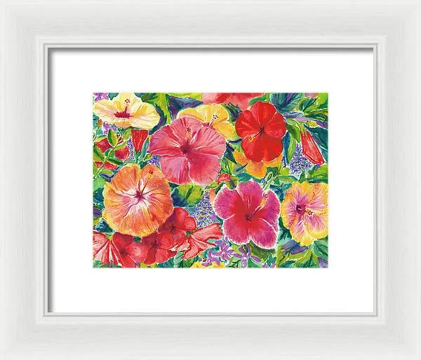 "Hibiscus Impressions" Tropical Hawaii Flowers - Framed Print