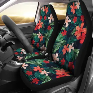 Red and Coral Tropical Flower Car Seat Covers Set of 2 Universal Fit