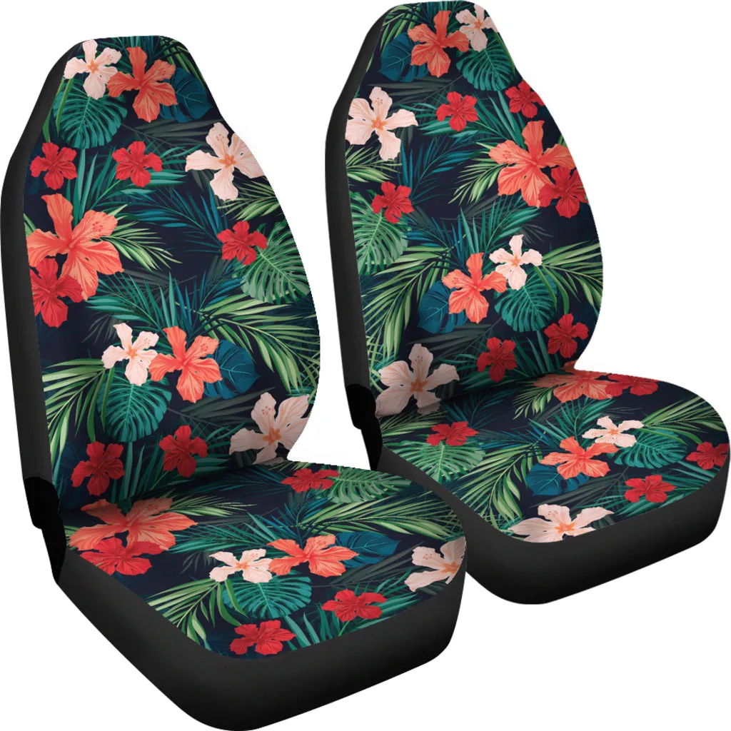 Red and Coral Tropical Flower Car Seat Covers Set of 2 Universal Fit
