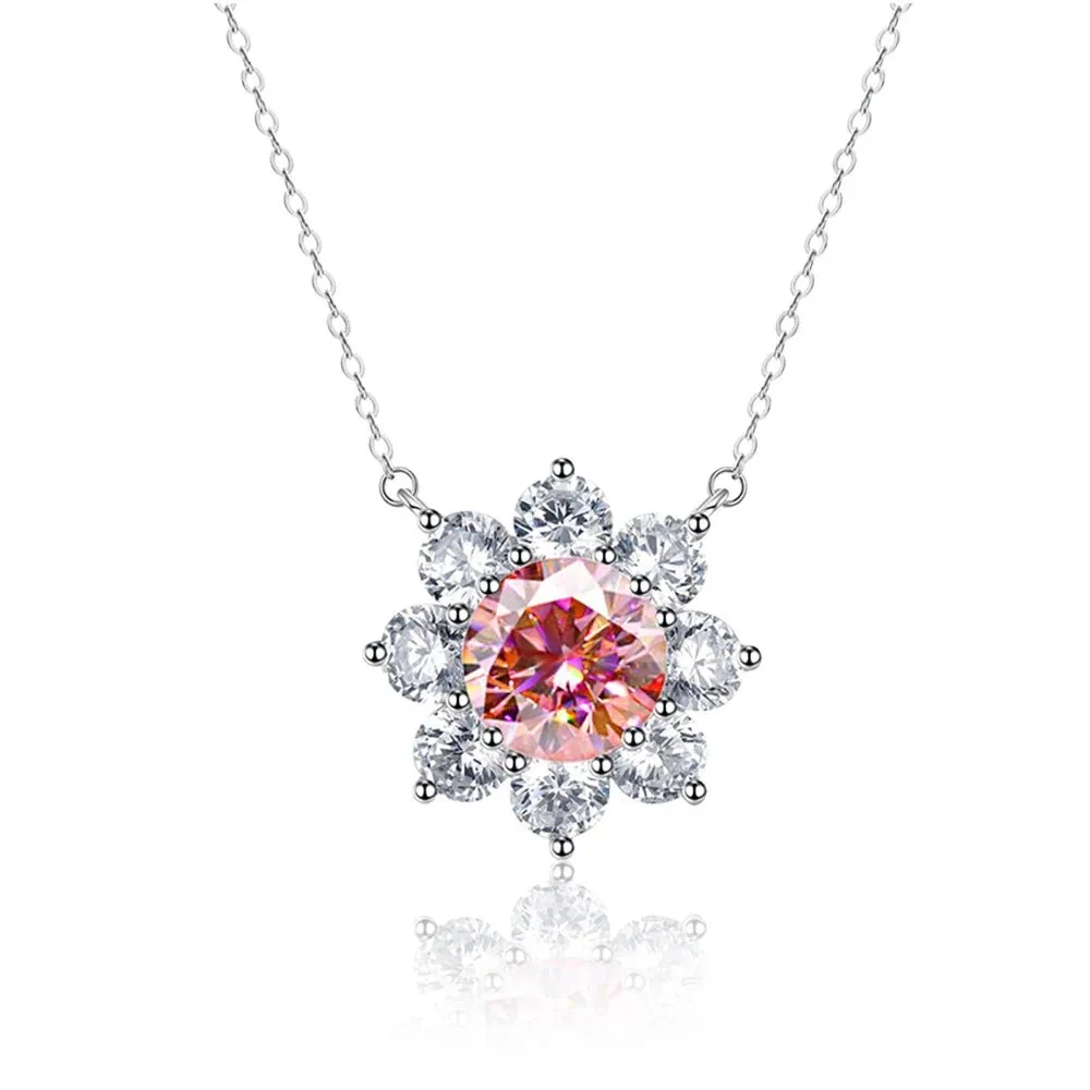 Red Diamond Jewelry Set with Sunflower Design