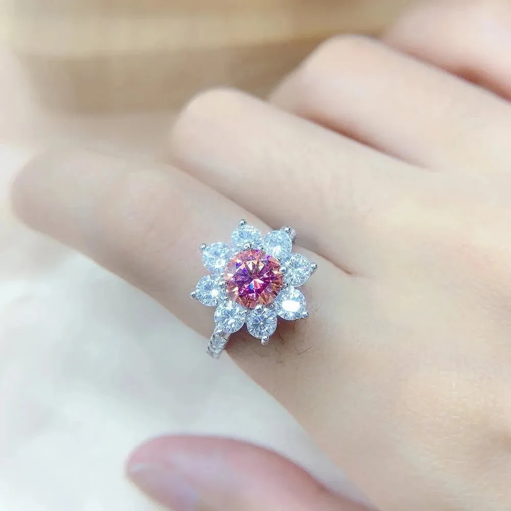 Red Diamond Jewelry Set with Sunflower Design