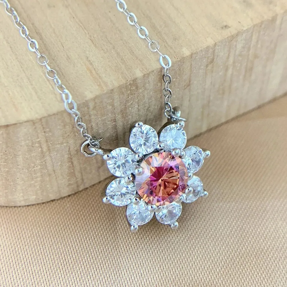 Red Diamond Jewelry Set with Sunflower Design