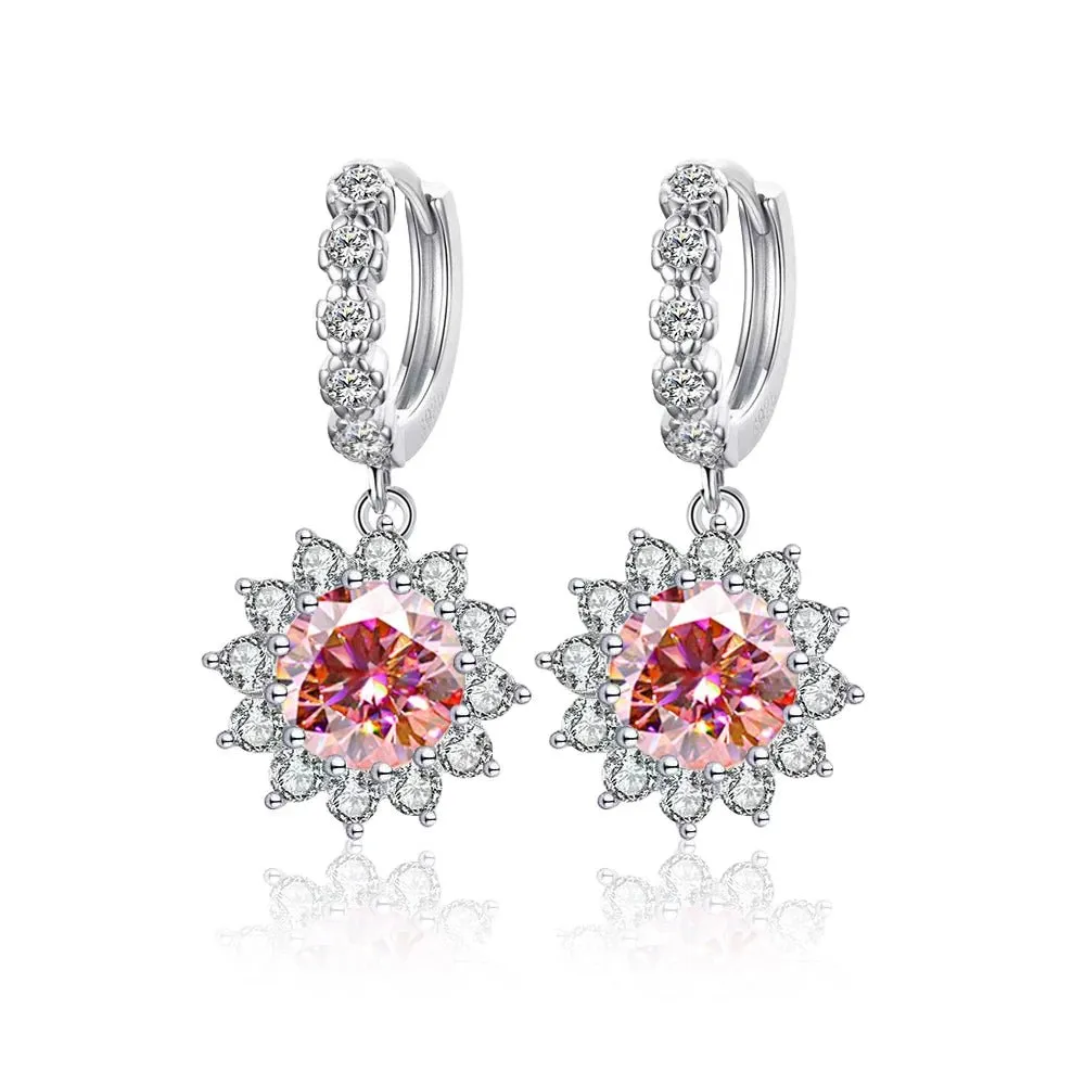 Red Diamond Jewelry Set with Sunflower Design