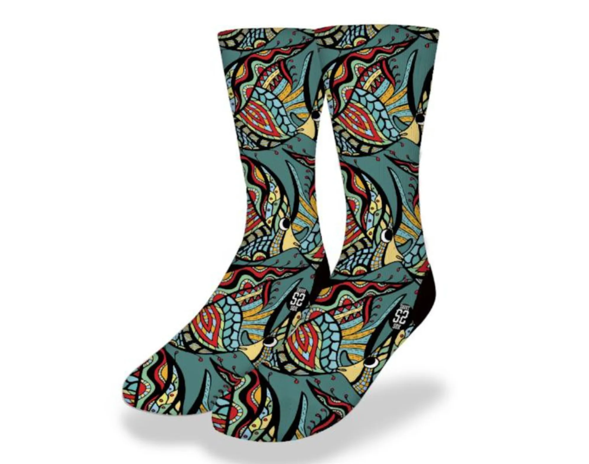 REEF FISH ABSTRACT ART Fun Sea Life Socks