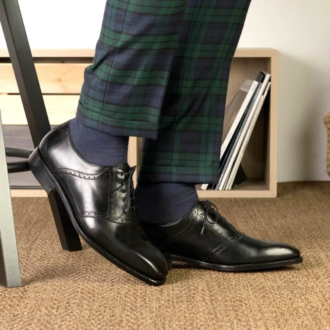 Richelieu Saddle en cuir Noir