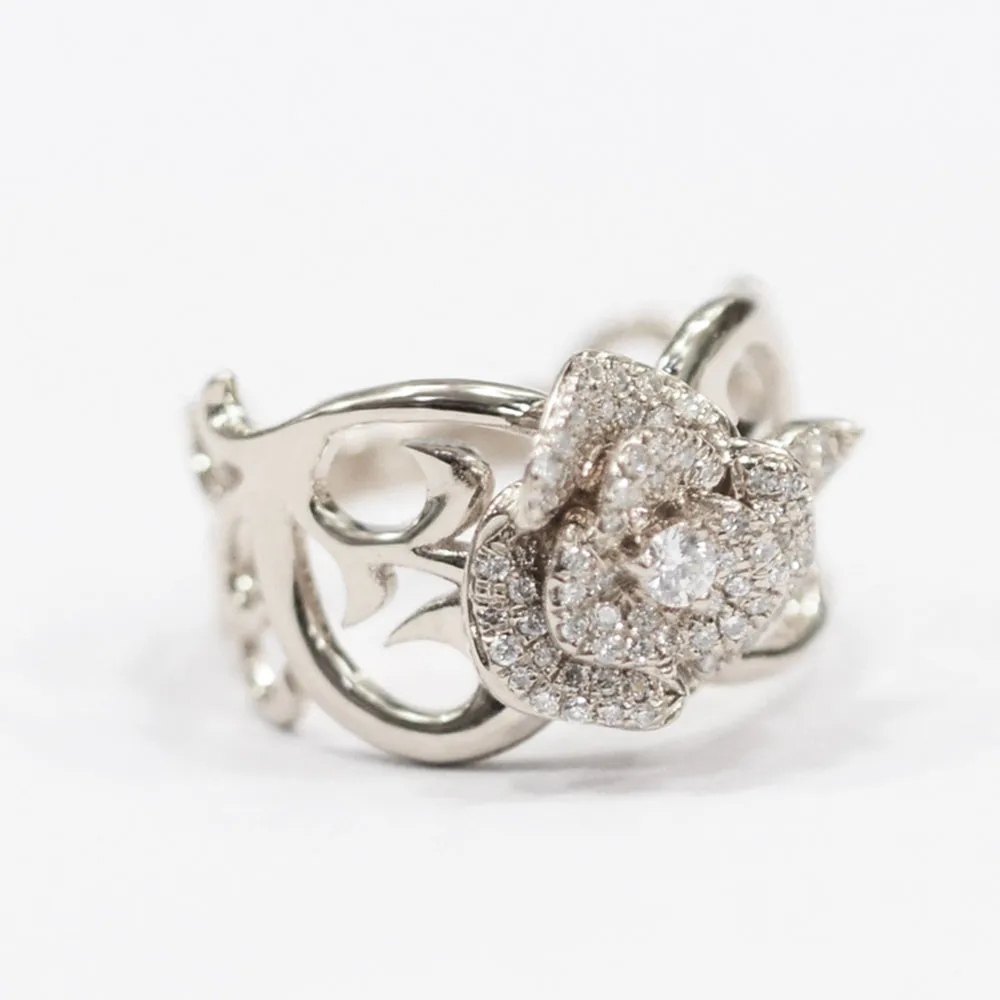 Rose Flower Shape Diamond Wide Ring