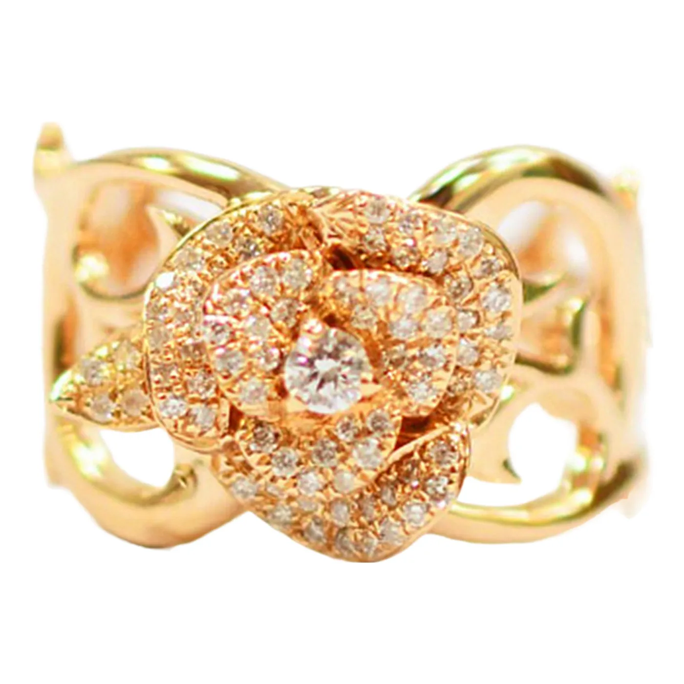Rose Flower Shape Diamond Wide Ring