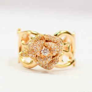 Rose Flower Shape Diamond Wide Ring