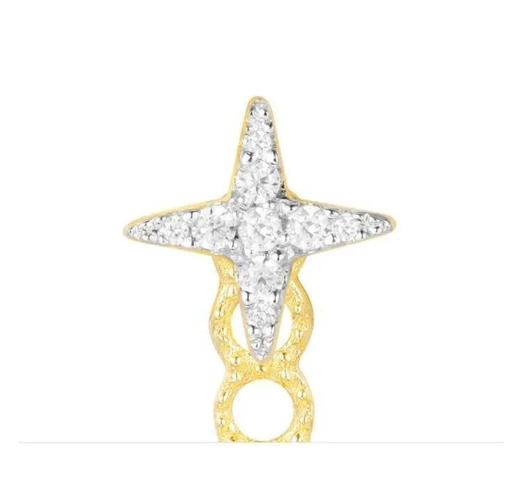 Round Diamond Studded Planet Asymmetric Earrings