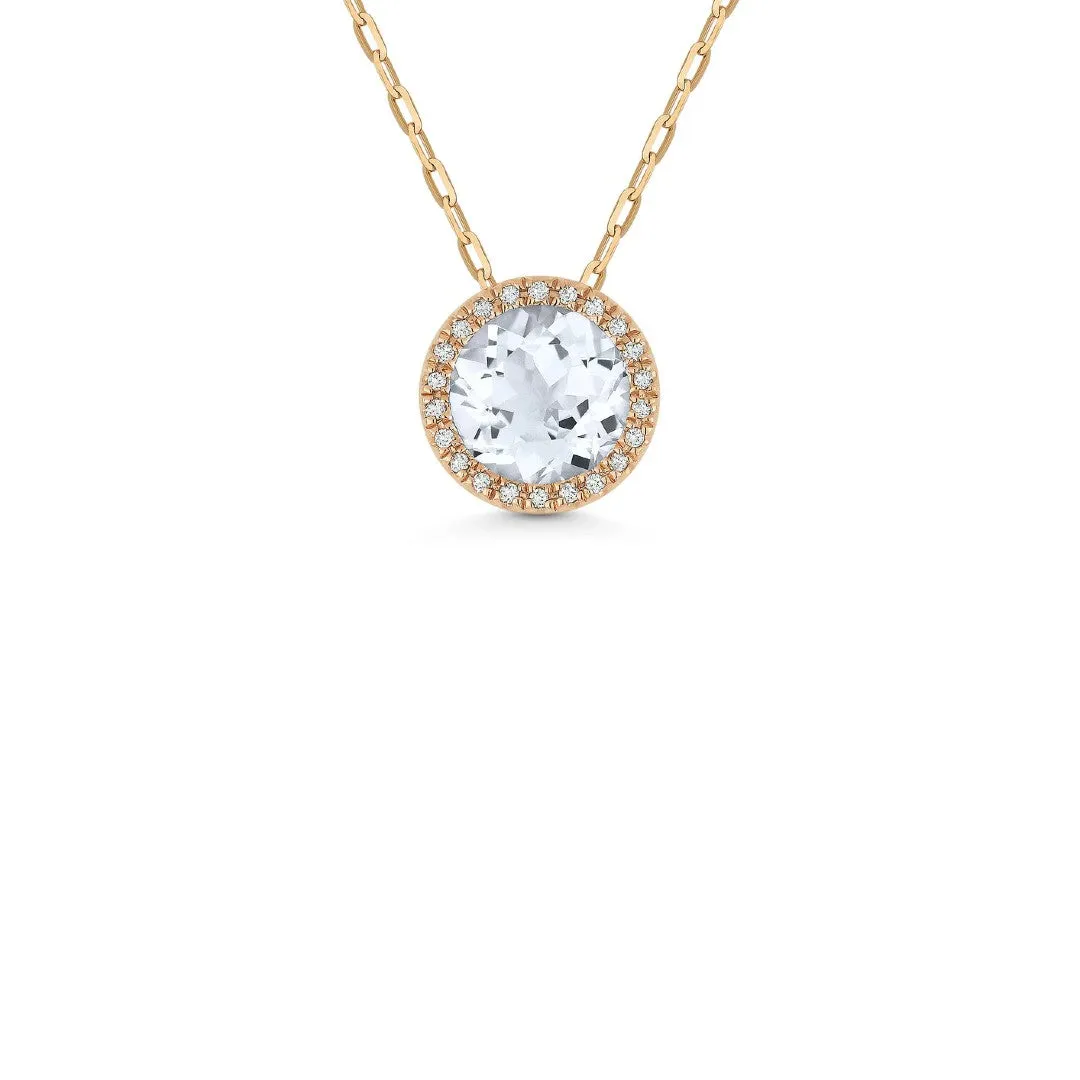 Round White Topaz & Diamond Necklace