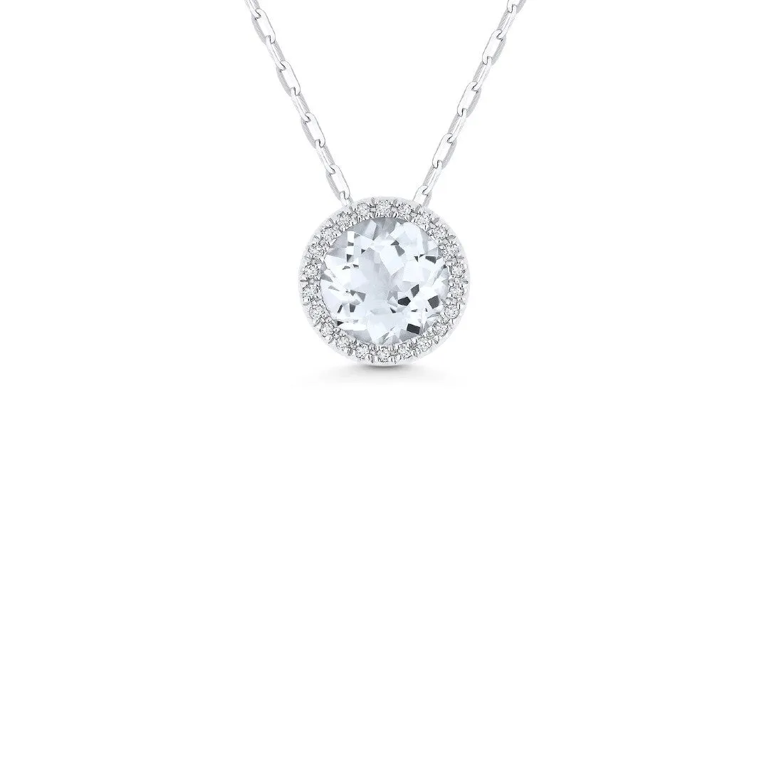 Round White Topaz & Diamond Necklace