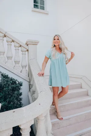 Sadie Satin Baby Doll Dress - Spearmint