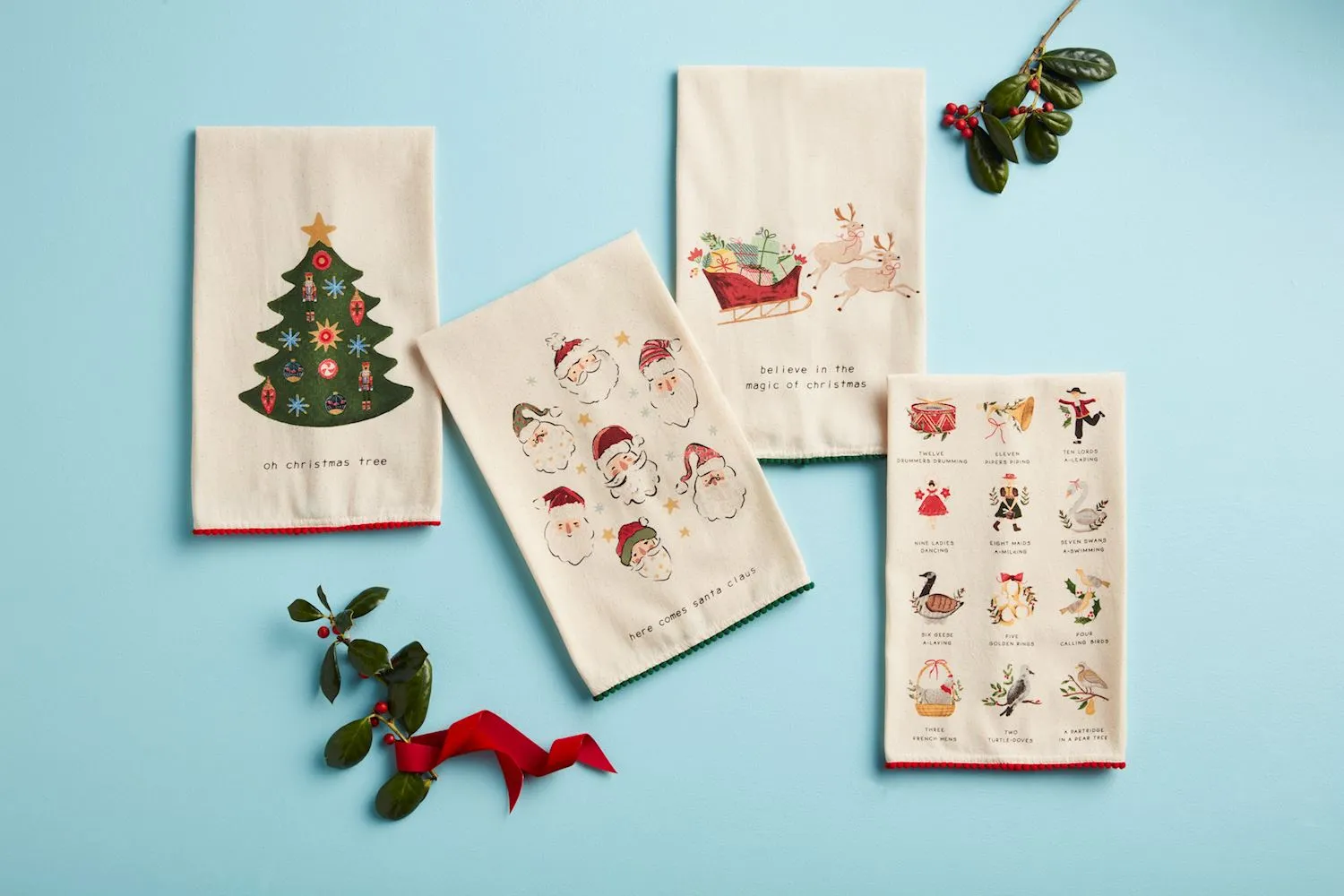 SANTA PRINTED CHRISTMAS TOWELS