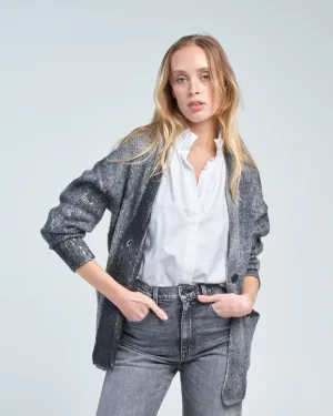 shawl cardigan in alpaca with lamination