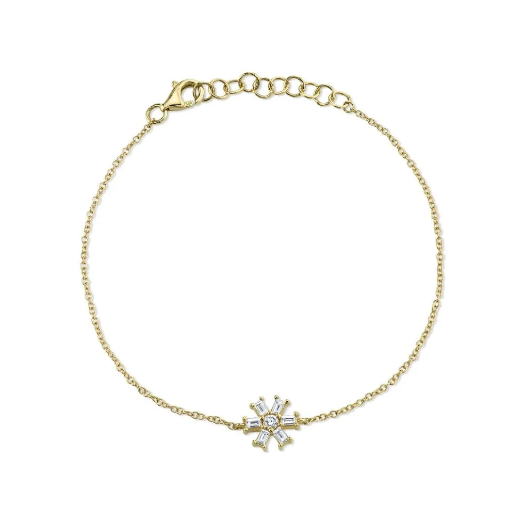 Shy Creation Baguette Diamond Snowflake Bracelet