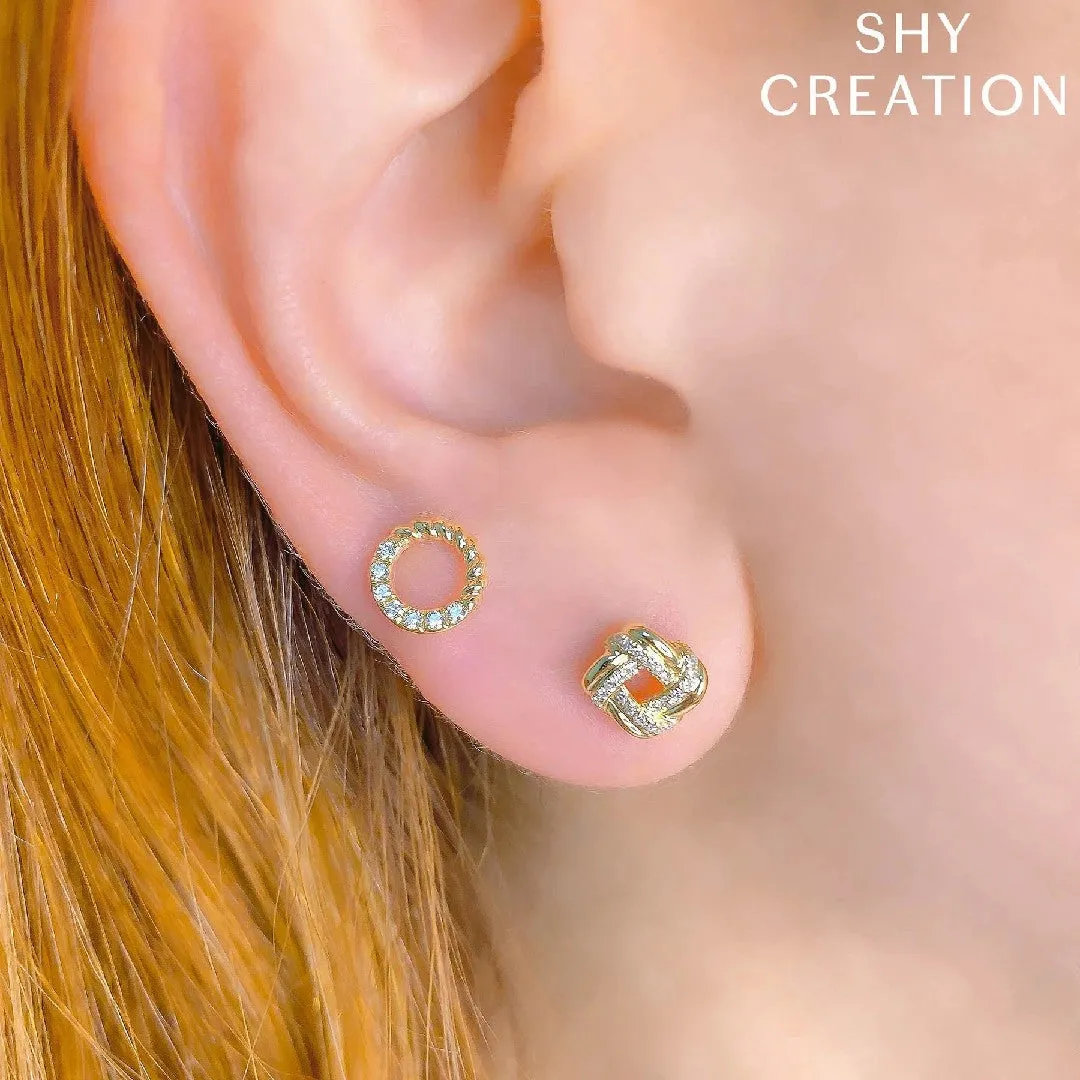 Shy Creation Diamond Open Circle Earrings