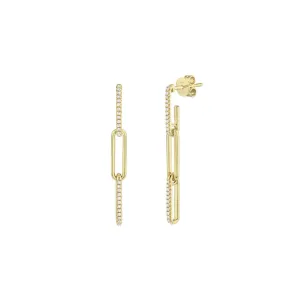 Shy Creation Diamond Paperclip Link Earrings