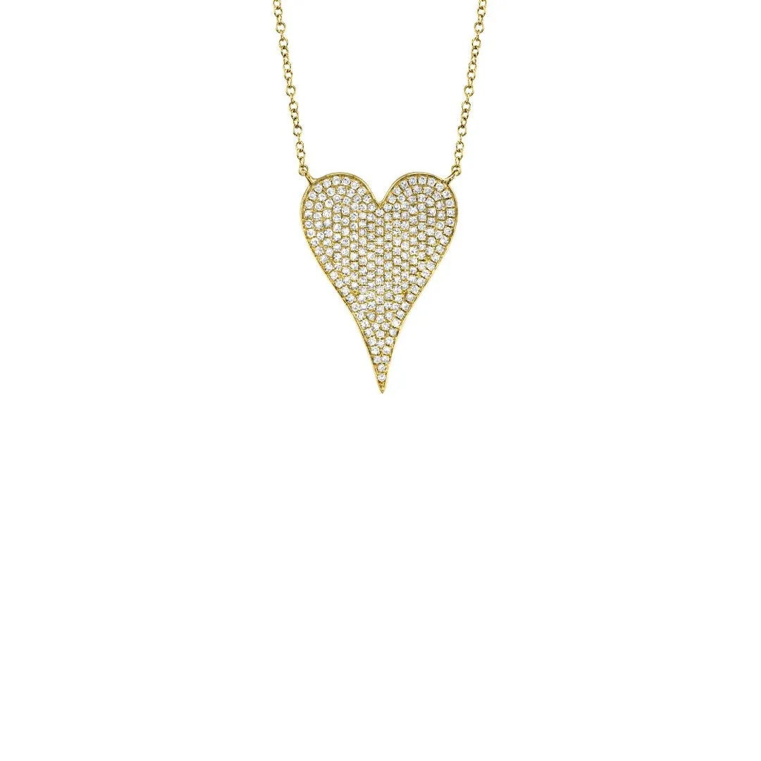 Shy Creation Pave Diamond Heart Necklace