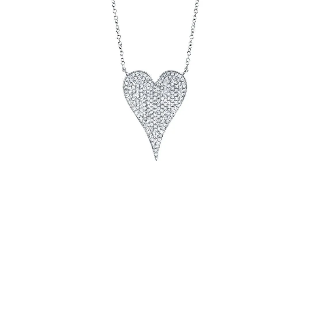 Shy Creation Pave Diamond Heart Necklace