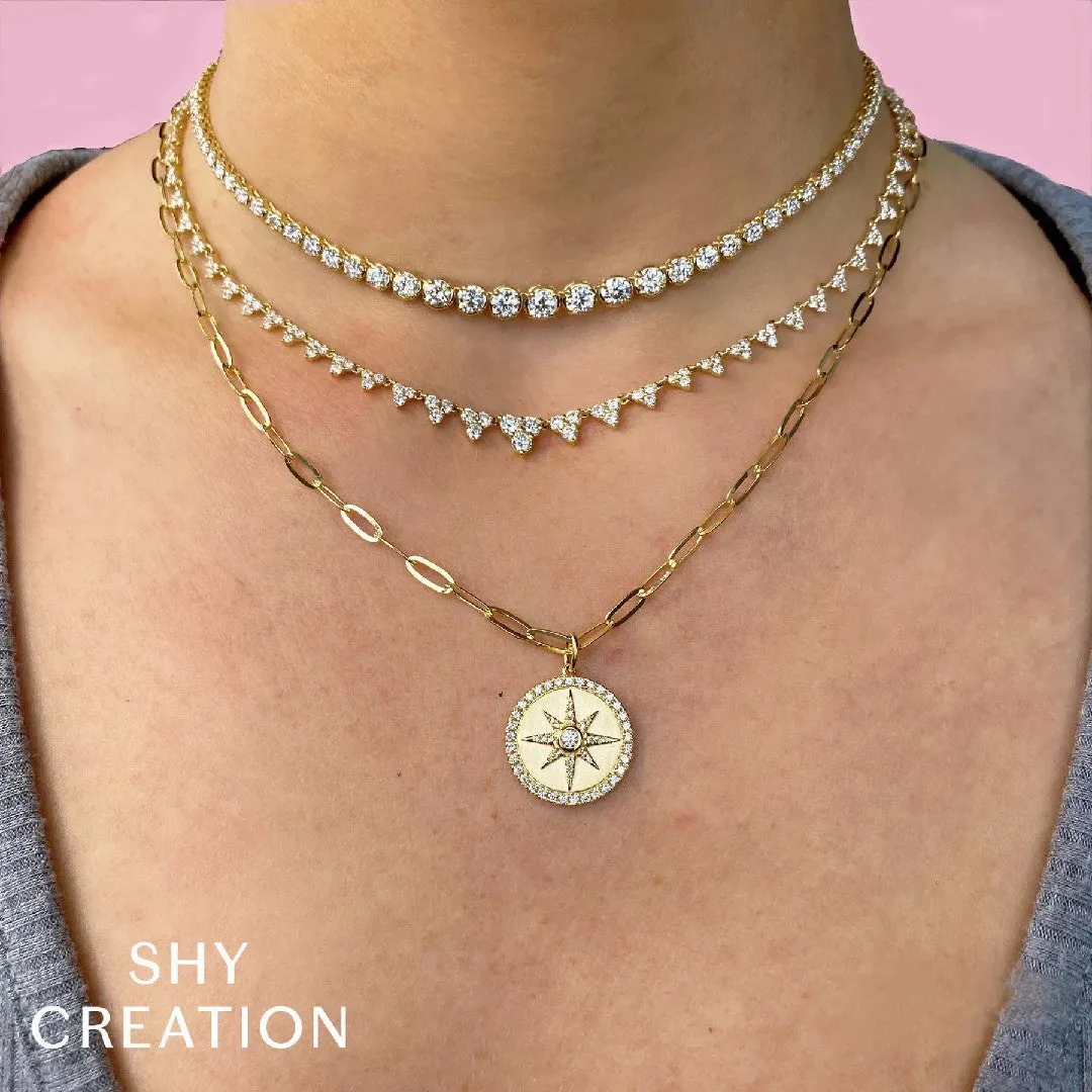 Shy Creation Trio Diamond Graduated Necklace