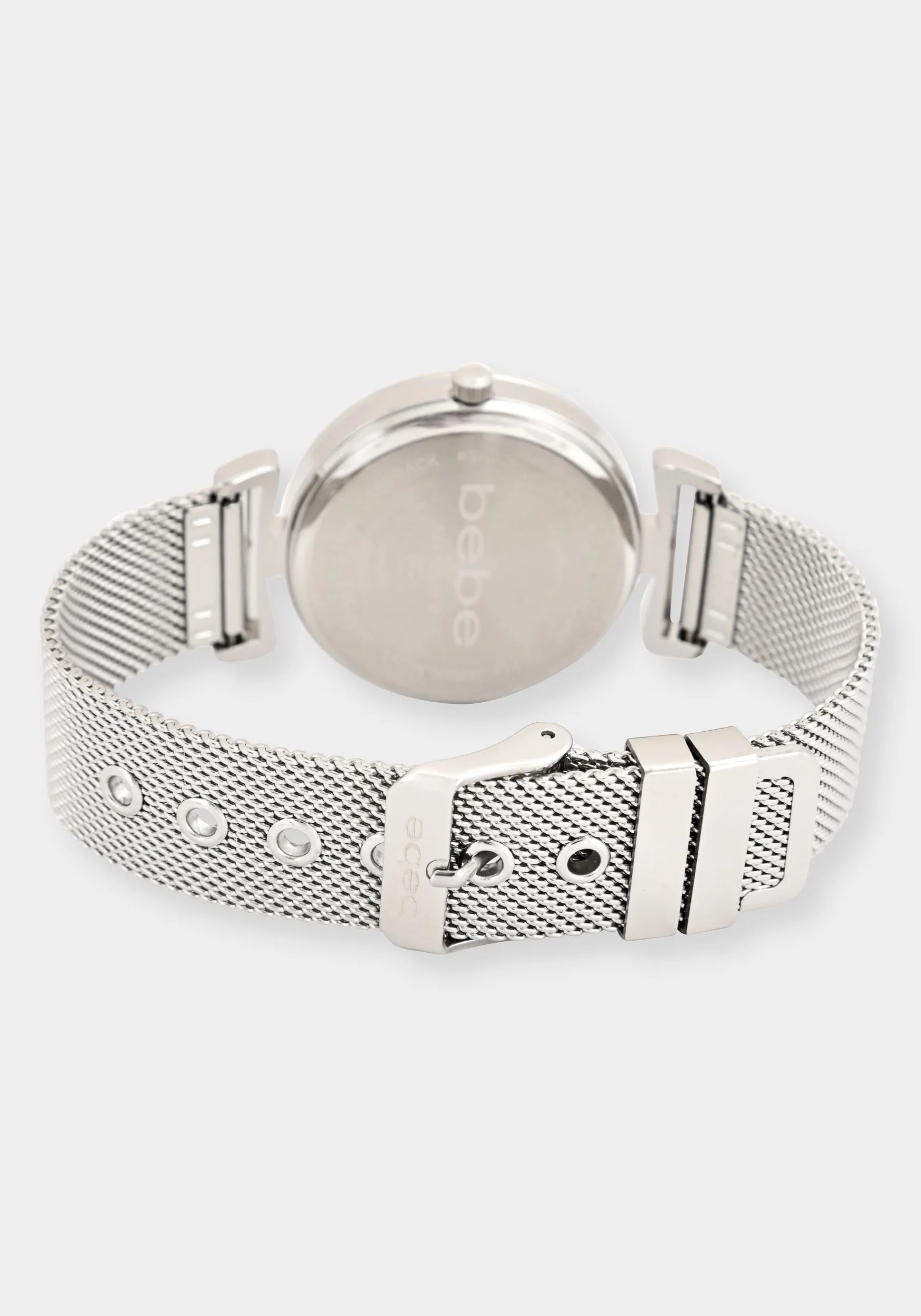 Silver Mesh Strap Round Diamond Dial Watch