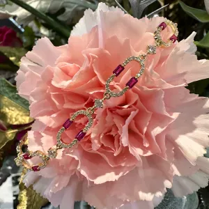 Simon G. Diamond and Ruby 18K Yellow Gold Oval Link Bracelet LB2604-Y