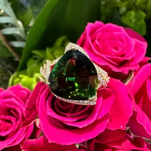 Simon G Green Tourmaline & Diamond One-of-a-Kind 18K Yellow Gold Ring LR3114