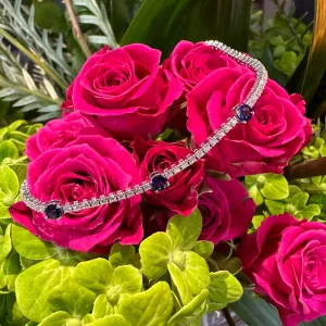 Simon G Sapphire & Diamond 18K White Gold Tennis Bracelet LB2219-A
