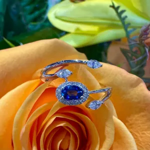 Simon G Sapphire & Diamond Spray 18K White Gold Ring LR2265