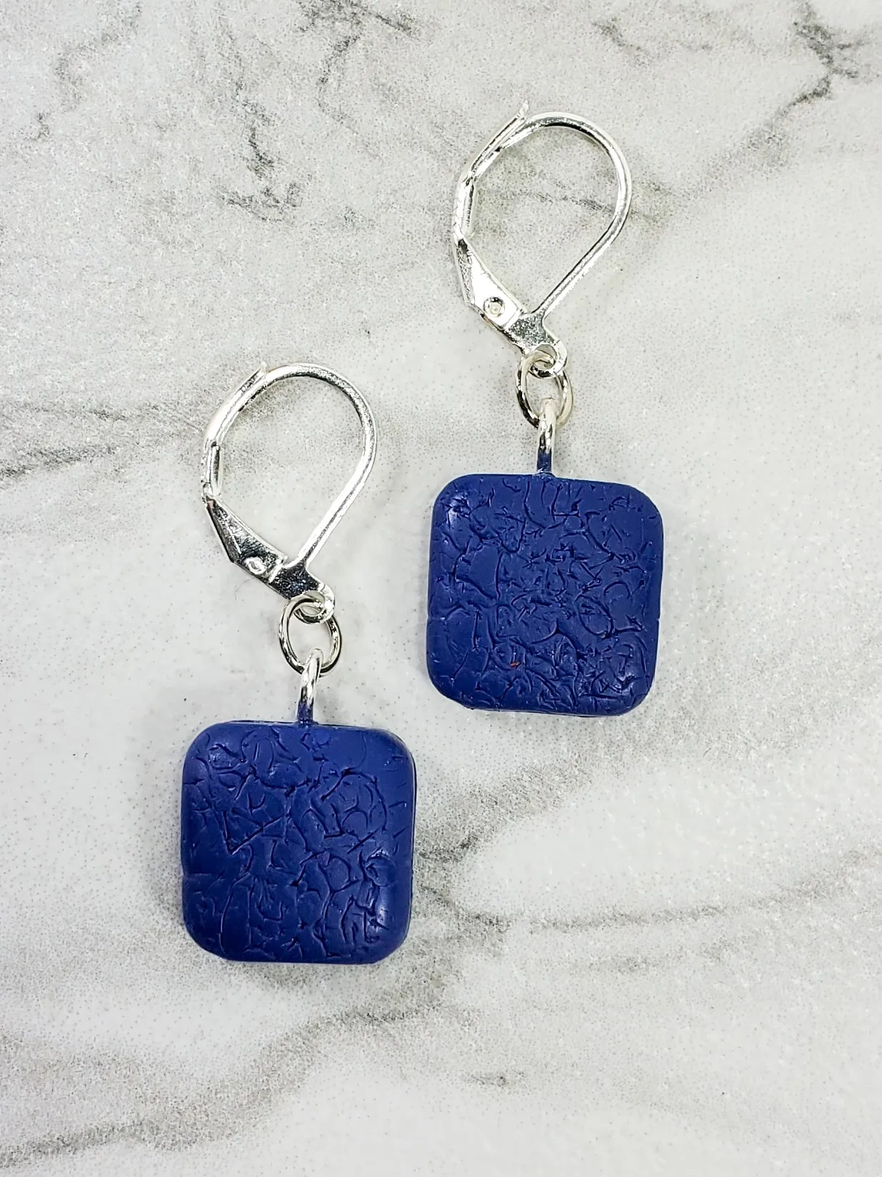 Simple Square Dangle Earring - Blue