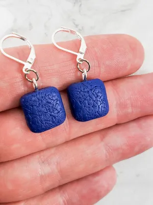 Simple Square Dangle Earring - Blue