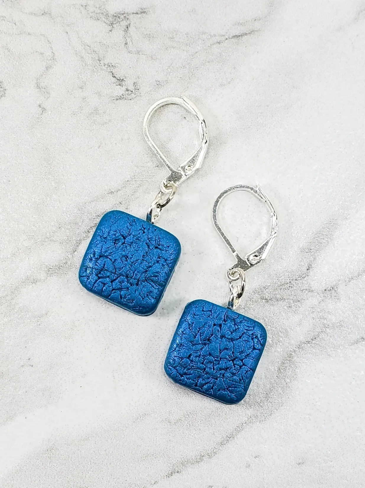Simple Square Dangle Earring - Turquoise Water