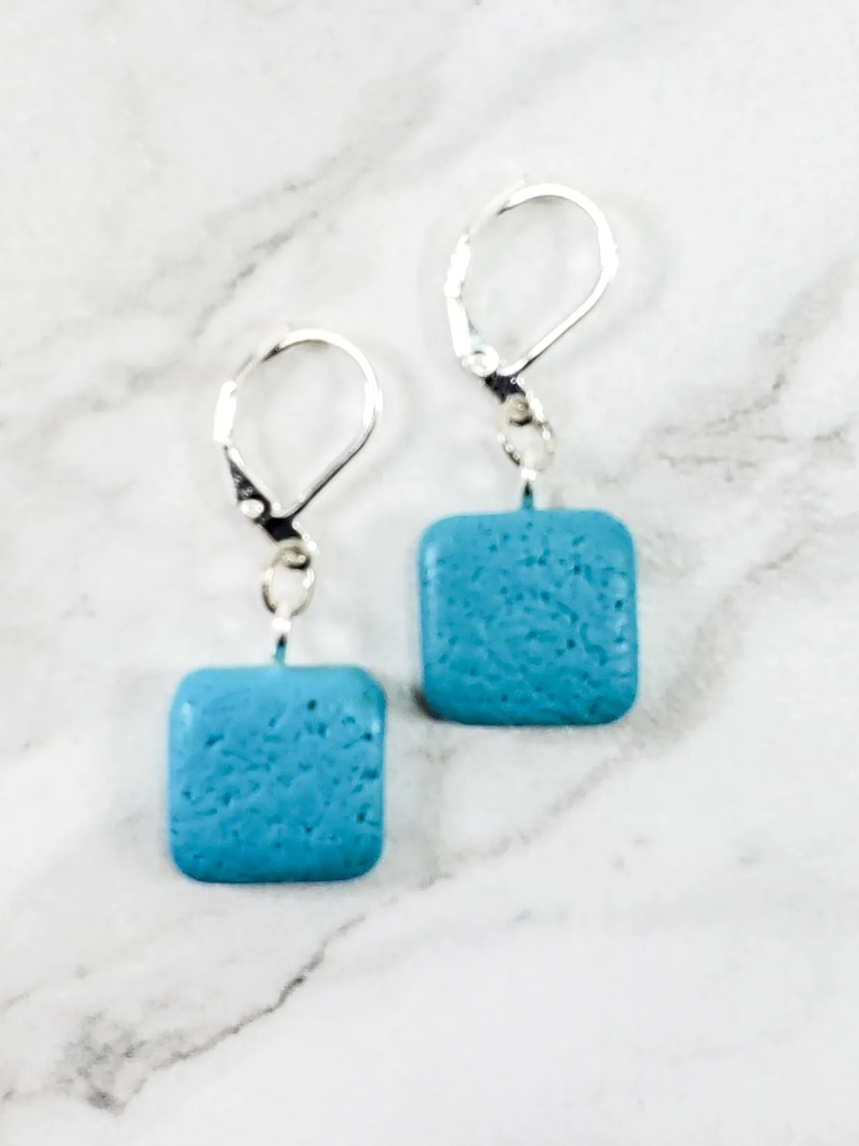 Simple Square Dangle Earring - Turquoise Water