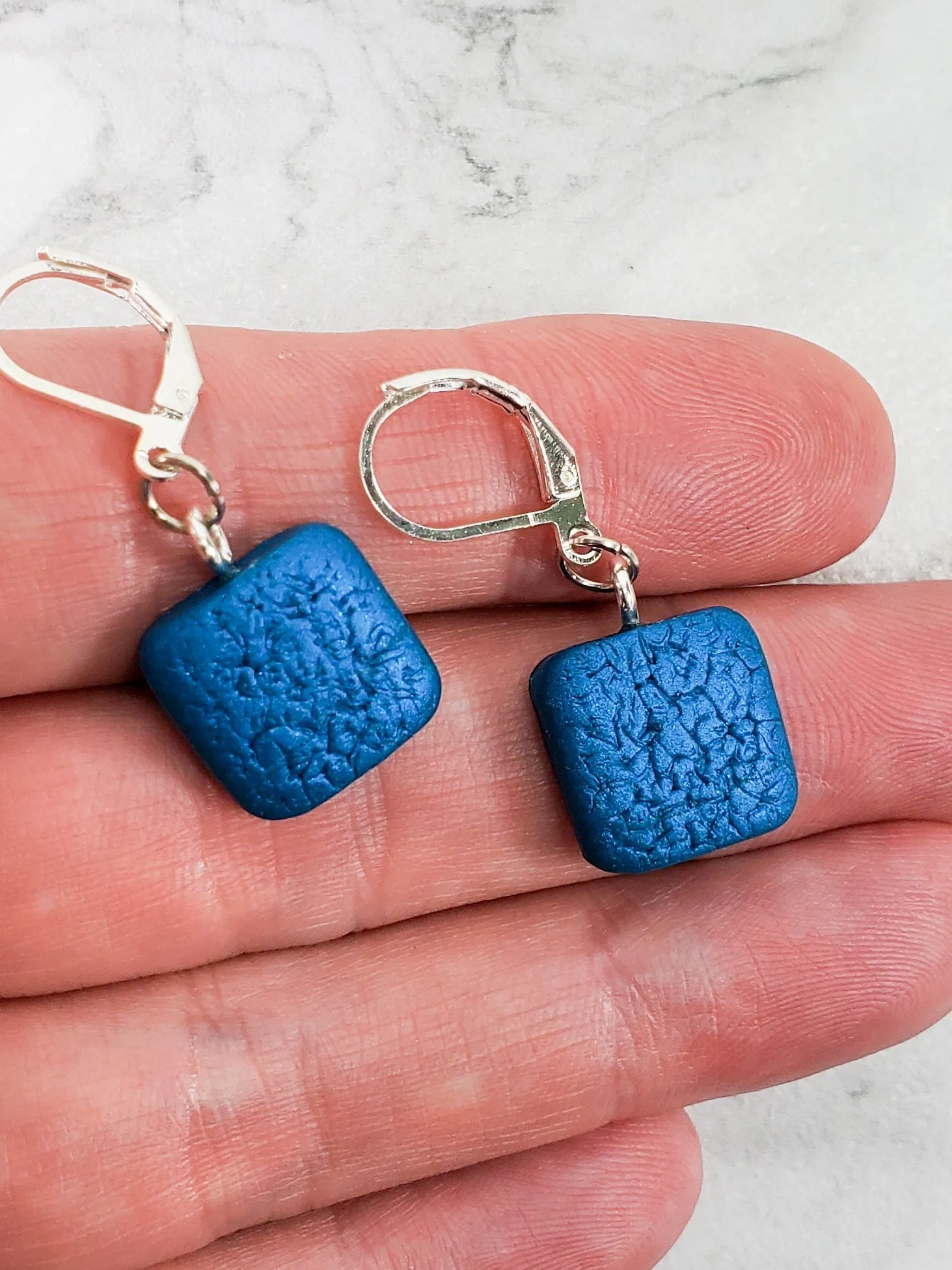 Simple Square Dangle Earring - Turquoise Water