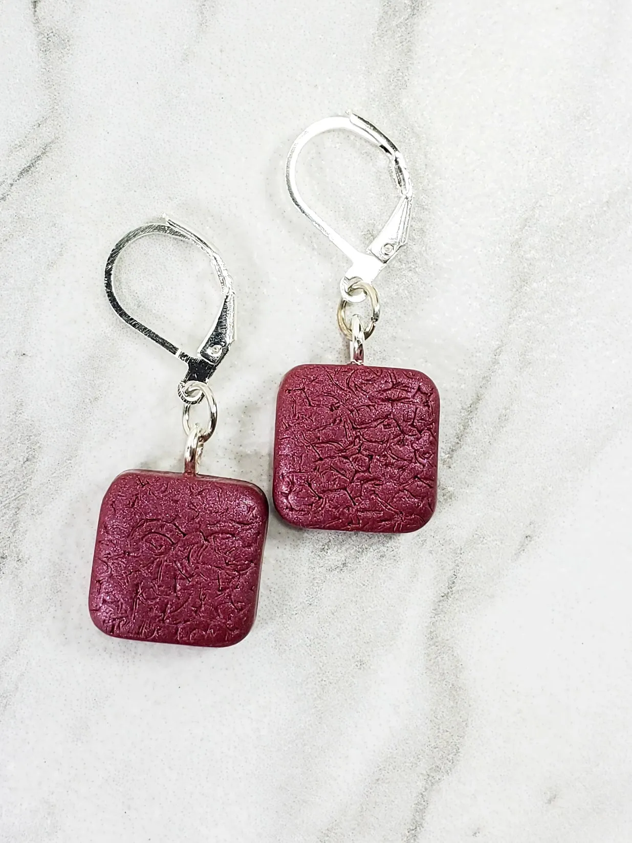 Simple Square Dangle Earring - Viva Magenta
