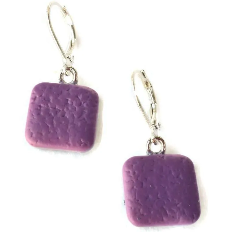 Simple Square Dangle Earring - Viva Magenta