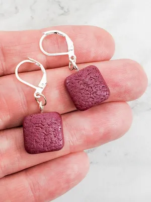Simple Square Dangle Earring - Viva Magenta