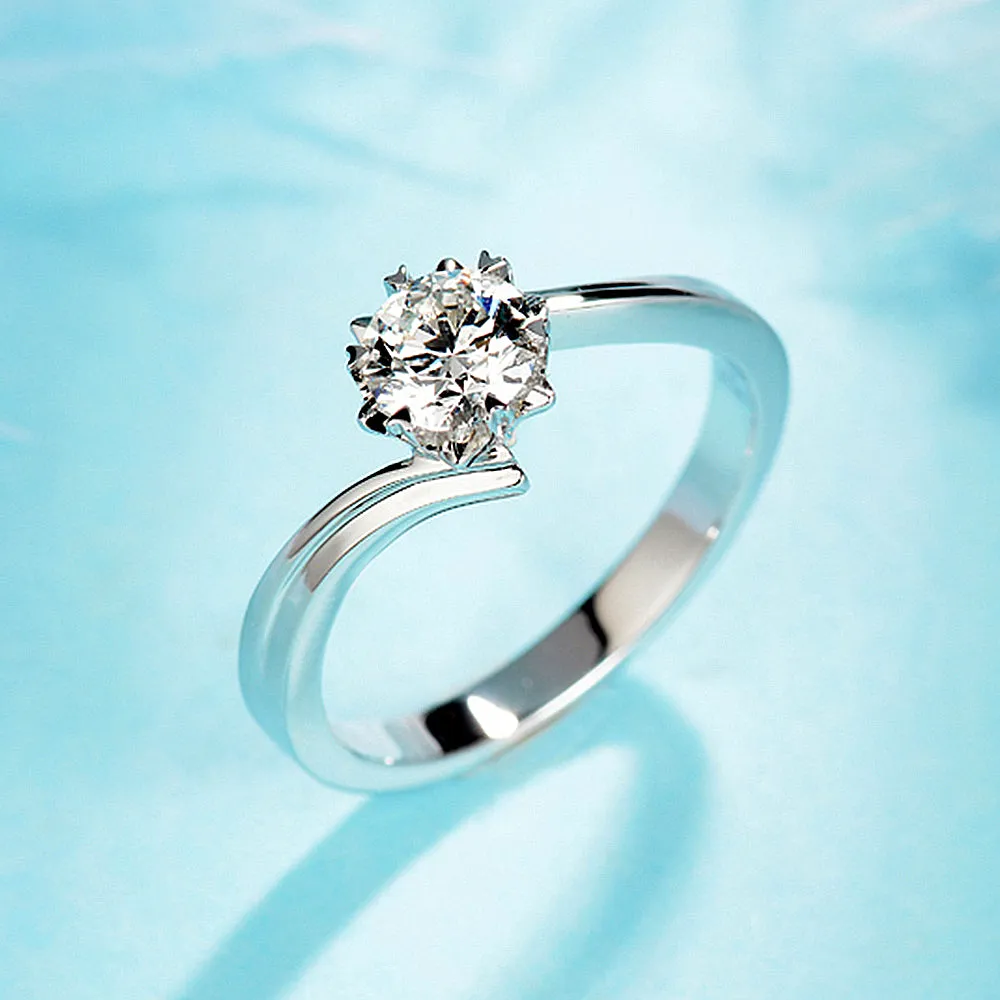 Six Claw GIA Diamond Bypass Engagement Ring