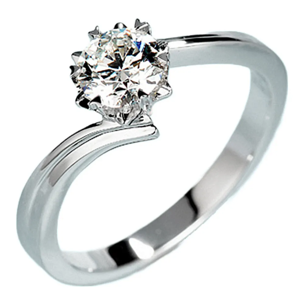 Six Claw GIA Diamond Bypass Engagement Ring