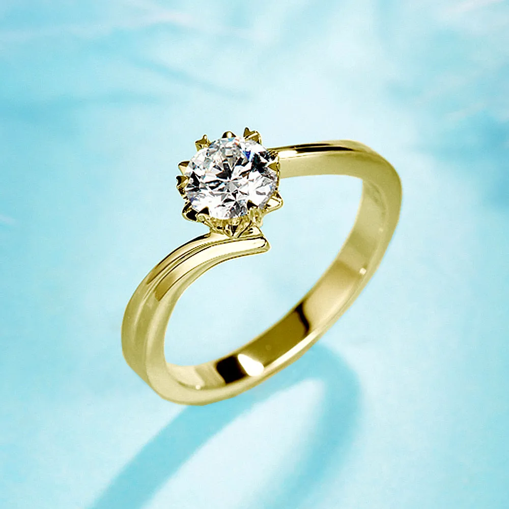 Six Claw GIA Diamond Bypass Engagement Ring