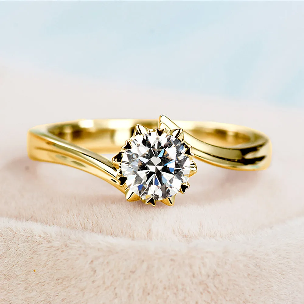 Six Claw GIA Diamond Bypass Engagement Ring