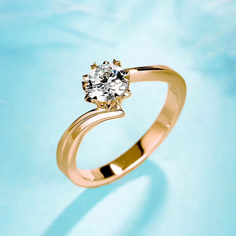 Six Claw GIA Diamond Bypass Engagement Ring