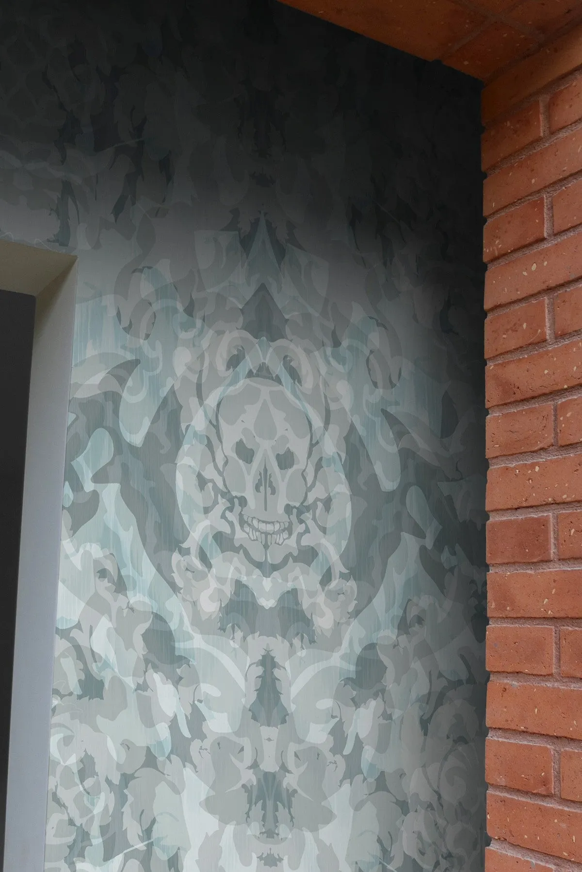 skull damask superwide wallpaper